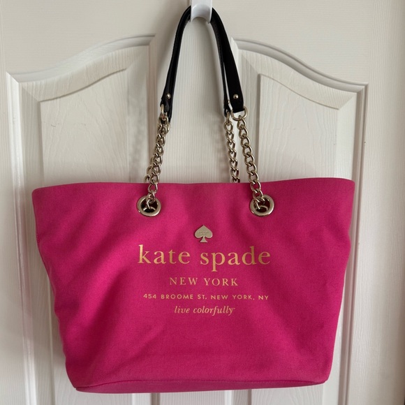 kate spade New York East Broadway Tote Zinnia Pink with Black/Gold Chain Straps - Picture 6 of 16